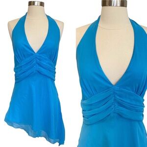 Asymmetrical Halter Neck Blouse In Baby Blue Fairycore